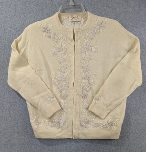 Vintage Stewarts Pullover Damen Medium Elfenbein Perlen Angora Cardigan Made Japan - Bild 1 von 10