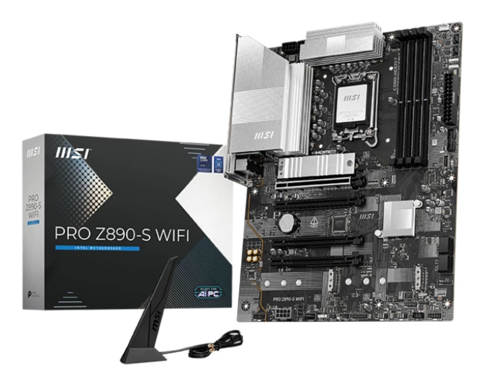 MSI PRO Z890-S WIFI Mainboard LGA1851 Intel Z890 ATX DDR5 256GB 8600MHz WiFi7 Bl - Imagen 1 de 4