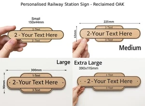 Personalised Railway Sign – Solid Reclaimed Oak – Custom Handmade Wooden Plaque - Picture 1 of 17