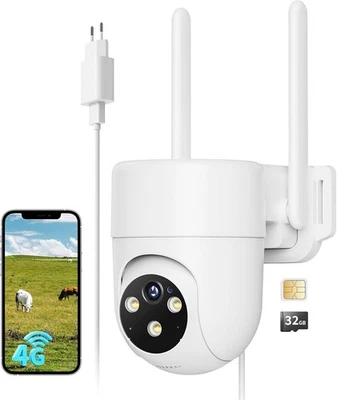 4G LTE Telecamera Con Sim Esterno, 2K IP Videocamera Sorveglianza PTZ 360°, Con  - Immagine 1 di 4