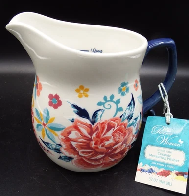 Pioneer Woman Keepsake Floral Ceramic Measuring Pitcher 4-Cups 32 Oz. NEW! - Image 1 of 3