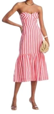 Vestido midi a rayas AQUA Bustier coral/blanco grande Foto 1 de 4