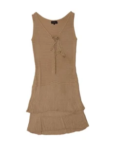 LUISA SPAGNOLI Womens Sleeveless Jumper Dress UK 14 Medium Gold Viscose AN07 - Picture 1 of 3