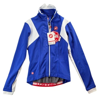 Castelli Donna Magia Soft Shell Gore Jacket Blue White Windstopper Cycling Zip S - Image 1 of 4