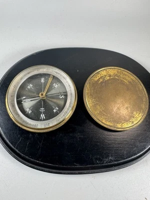 Bússola de latão francesa antiga feita na França 2,5” navegação meados do século - Imagem 1 de 4