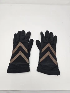 Vintage Aris  Isotoner Womens Gloves One Size  Black & Tan Stretch Driving Glove - Picture 1 of 6