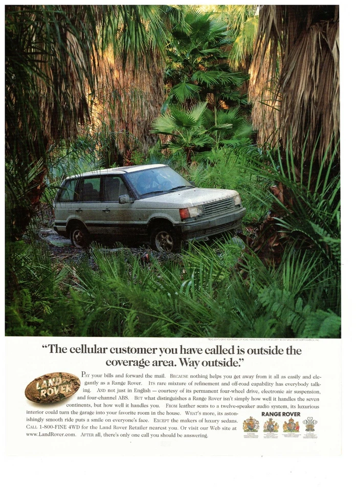 1997 Land Rover Cellular Customer Rainforest Vintage Print Advertisement - Image 1 of 1