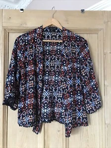 New Look Womens Blue Red Aztec Viscose Shrug Shawl Size 12 spring summer VGC - Picture 1 of 4