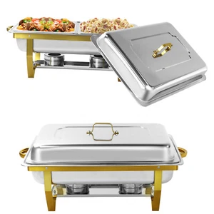 2/4/6/8 Pack Chafing Dish Set Golden Half Pan Chafer Gastronomie Speisenwärmer - Bild 1 von 13