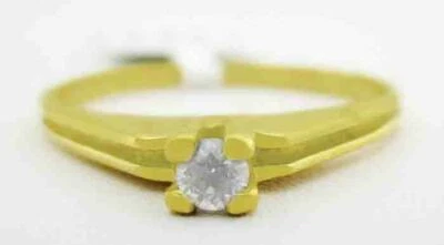 GENUINE 0.12 Cts SOLITAIRE DIAMOND RING 14k GOLD - Free Certificate - NWT - Image 1 of 4
