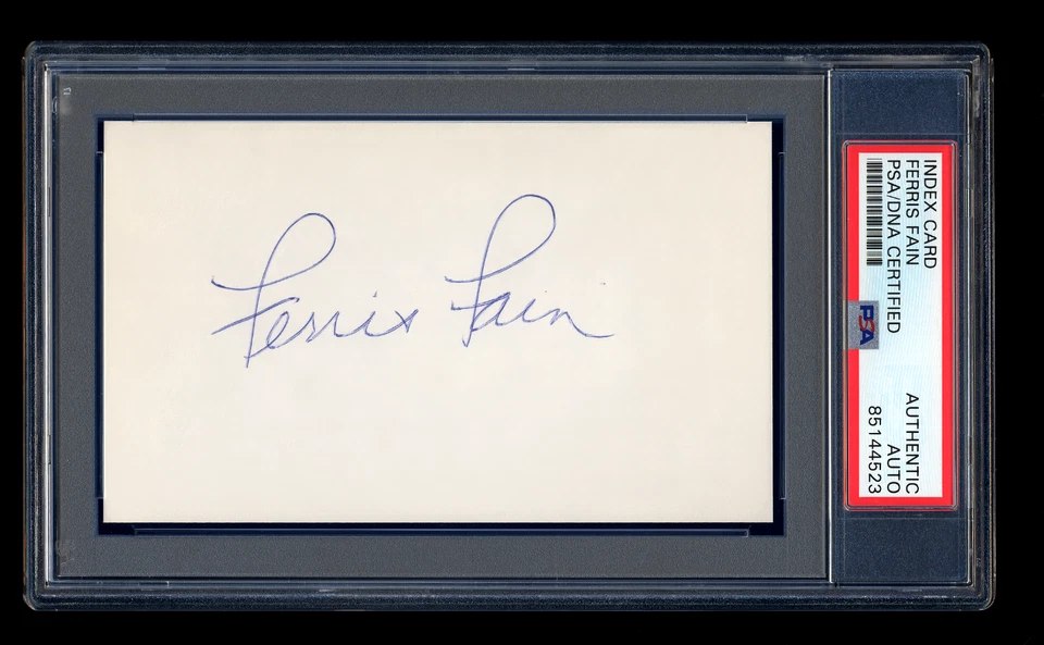 FERRIS FAIN SIGNED MINT INDEX CARD PSA/DNA AUTOGRAPHED 2 X AL BATTING CHAMPION - Image 1 of 1