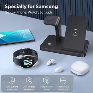 3In1 Wireless Charger Fast Charging Station For Samsung Galaxy Watch 7 S25 Edge - Picture 1 of 18