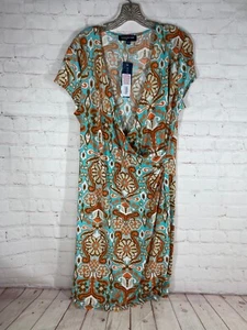 Jones New York Signature Womens Knee Length Short Sleeve Dress Multicolor Sz XL. - Picture 1 of 5