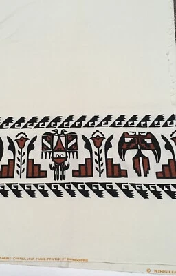 1970s Nizhonie Fabric Bahah Zhonie Hand Print Cortez Colorado Native Aztec 3+Yd - Image 1 of 4