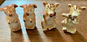 2 juegos de cocteleras de sal y pimienta cerdos y vacas vintage Japón, decoración de granja granja - Imagen 1 de 11