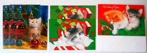 Lot of 6 Vintage Cat Kitten Feline Festive Greeting Cards Unused by Olympia - Picture 1 of 7