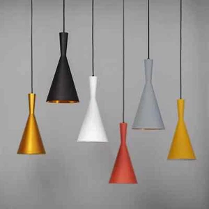 Lámpara colgante redonda LED E27 lámpara colgante de metal mesas de comedor cono forma cónica estilo - Imagen 1 de 54