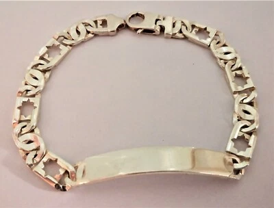 BRACCIALE ARGENTO UOMO DONNA TARGHETTA INCISIONE NOME PERSONALIZZABILE INCLUSA - Immagine 1 di 2