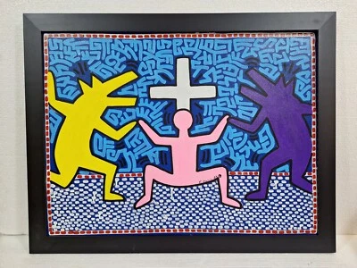 KEITH HARING ACRÍLICO SOBRE LIENZO FIRMADO Y FECHADO 1983 CON MARCO BUEN ESTADO Foto 1 de 4