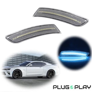 For Chevy Camaro LS LT SS ZL1 16-23 Clear Lens Ice Blue LED Side Marker Light 2x - Picture 1 of 12