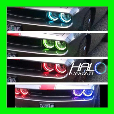 2008-2014 Oracle Dodge Challenger Colorshift LED Licht Scheinwerfer Halo Ringe - Bild 1 von 4