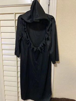 Black Hooded Robe, Child M (8-10) Cosplay Dress Up Scary Halloween Costume - Image 1 of 4