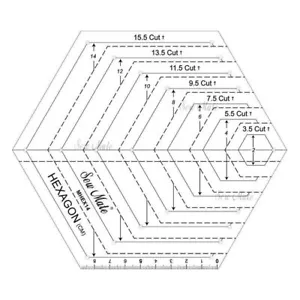 Multi-Size Hexagon Quilting Ruler/Template with Ruler Handle - Picture 1 of 7