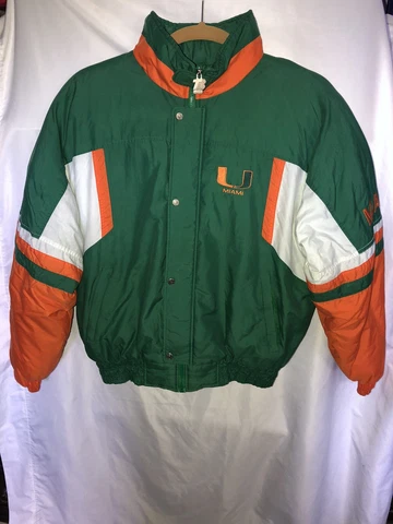 RARE! Vintage 80’sUniversity Of Miami Hurricanes Starter Jacket Medium Sebastian Cover