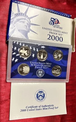2000 S Proof Clad State Quarters OGP COA ONLY (5 Coin Set) 5 Coins Missing* - Image 1 of 4