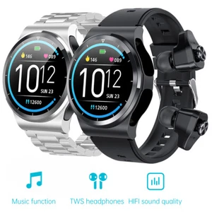 Smart Watch Men Women Fitness Tracker 2 in 1 Smartwatch Earbuds for Android iOS - Picture 1 of 16