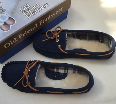 Old Friend, Zapatillas Kelly, Nuevas, Mujer Talla 10, Mocasines, Azul Marino, Cordones de Cuero Foto 1 de 4