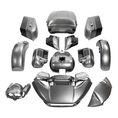 Juego de kit de carenado apto para Harley Road Glide 2015-2024 23 Billet plateado/negro vivo Foto 1 de 3