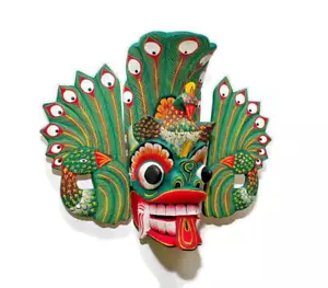 Sri Lankan Handcrafted 8 inch Peacock Mask | Traditional Sri Lankan Mask - Picture 1 of 1