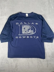 Vintage Artex Dallas Cowboys uomo XL cotone con maniche a rete blu USA - Foto 1 di 11
