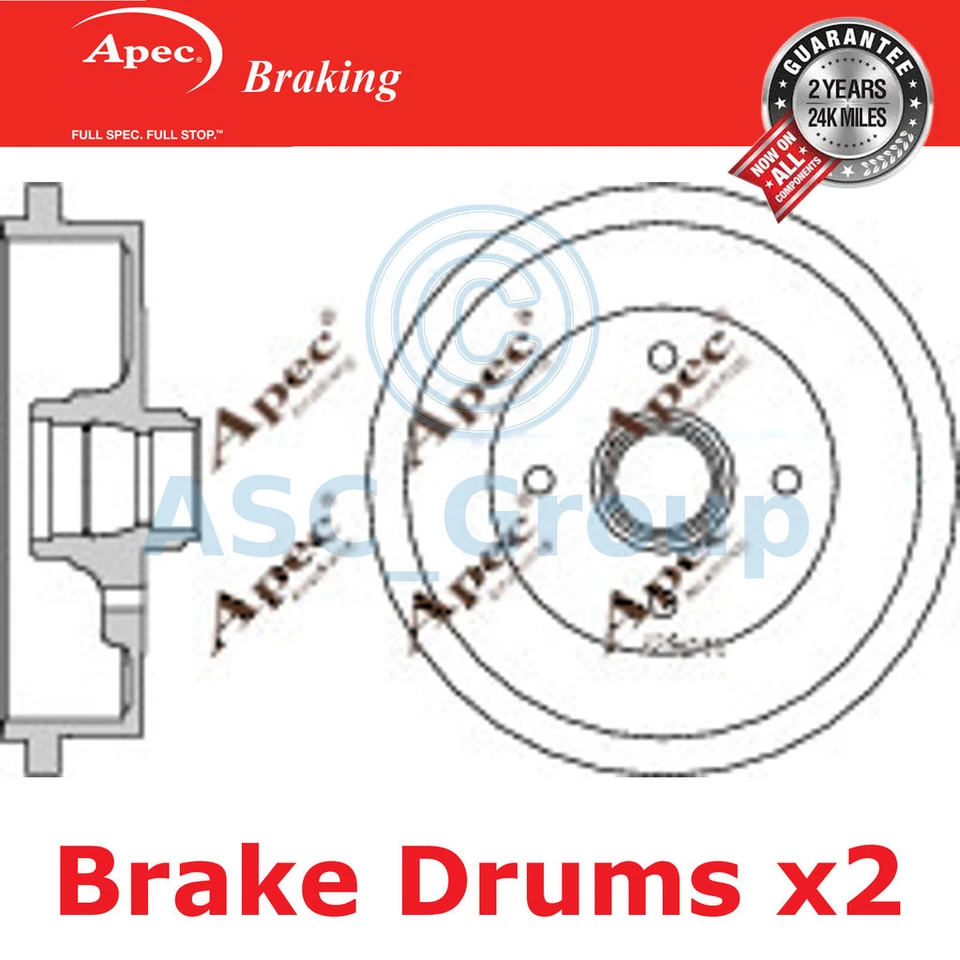 2x Apec 201mm (Interne) 4 Clou Rechange Arrière Frein à Main Frein De DRM9154 - Photo 1/1