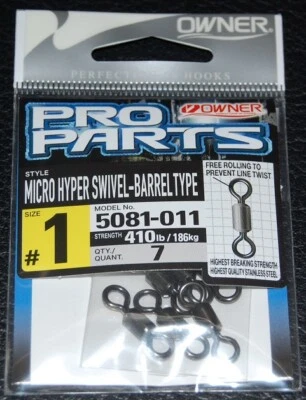 7 Pack Owner Micro Hyper Swivels Barrel Type 5081-011 Size 1 - 410lb Rating  - Image 1 of 2