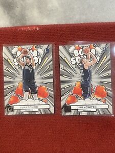 2023-24 DONRUSS LUKA DONCIC/DIRK NOWITZKI BOMB SQUAD INSERT CARD #3 and #16