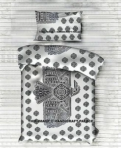 Flying Eagle Printed Twin Size Bedsheet Cotton Boho Bohemian Indian Bedding Set - Picture 1 of 3