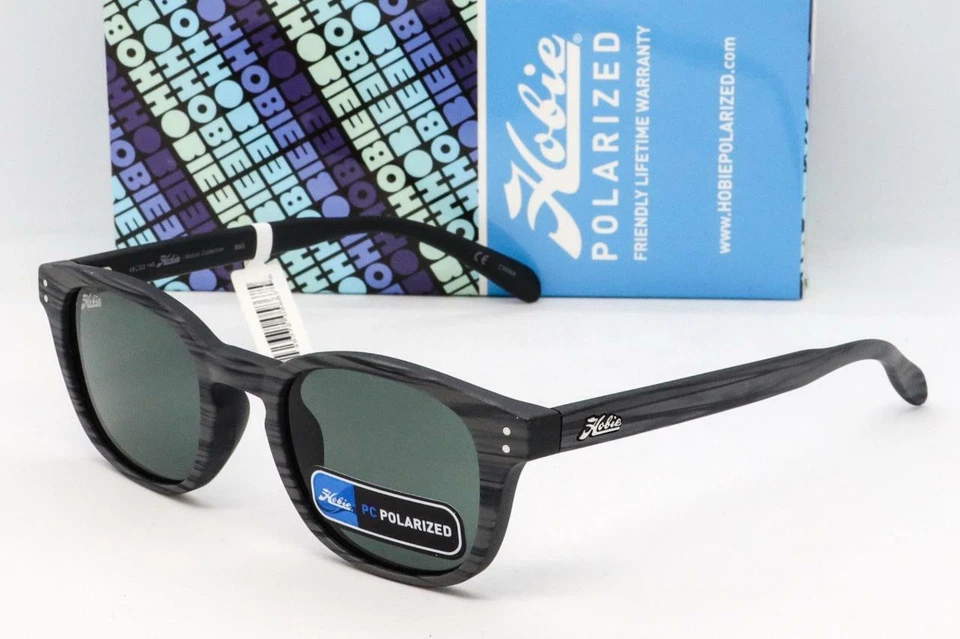 NUEVAS GAFAS DE SOL POLARIZADAS HOBIE WRIGHTS Marco de Grano de Madera Negro Satinado / Lente Gris Foto 1 de 1
