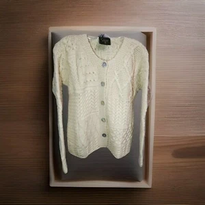Carraig Donn Womens Merino Wool Button Up Sweater Ivory Size M - Picture 1 of 7