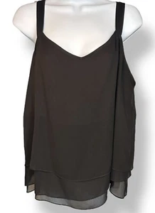 Canotta Eileen Fisher in seta nera taglia L blusa smanicata a strati sera - Foto 1 di 7