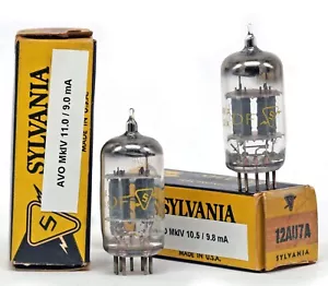 COPPIA 12AU7A/ECC82 SYLVANIA NOS Lampada Tubo TSF Valvola Valvola - Foto 1 di 1