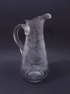 Carafe En Verre Antique - Décor En Filigrane De Feuilles - Vintage - 30,5 Cm - Photo 1/3