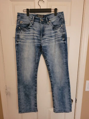 Jean de mezclilla vaquero de calce regular recto azul caos con hebilla Salvage para hombre 33x29 Foto 1 de 4