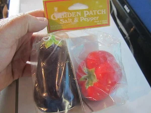 WESTWOOD IMPORTS JAPAN GARDEN PATCH SALT & PEPPER SHAKERS  ONE RED , PURPLE - Picture 1 of 5