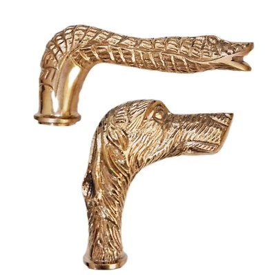 Mango de cabeza de latón hecho a mano solo para bastones victorianos cabeza dorada (juego de 2) Foto 1 de 4