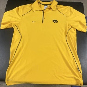 University of Iowa Hawkeyes Polo Shirt Mens XL Yellow Nike Dri Fit NCAA College - Picture 1 of 11