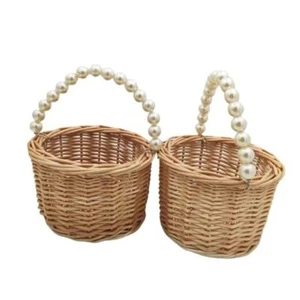 Rustic Wicker Rattan Wedding Flower Girl Baskets,Woven Rattan Storage H - 2PCS - Picture 1 of 8