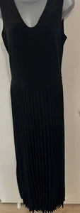 Yami Moda Made In Italy Black Lurex Blend Pleated Maxi Dress Size 12 Tie Back - Picture 1 of 14