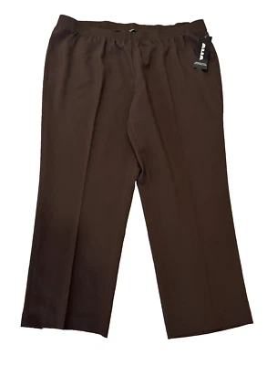 Pantalones para mujer Alia 22 W Petite cintura elástica marrón bolsillos poliéster nuevos con etiquetas Foto 1 de 4